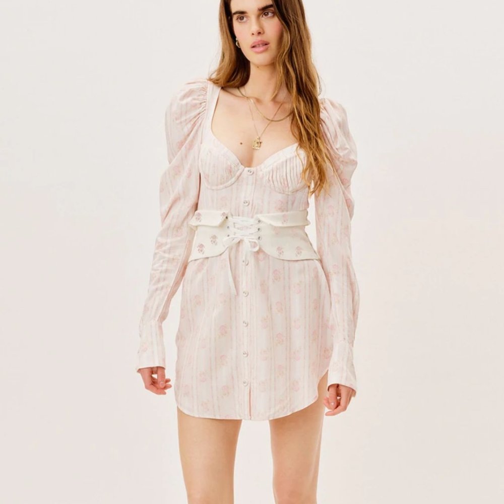 NWT For love & lemons floral mini dress w/ belt